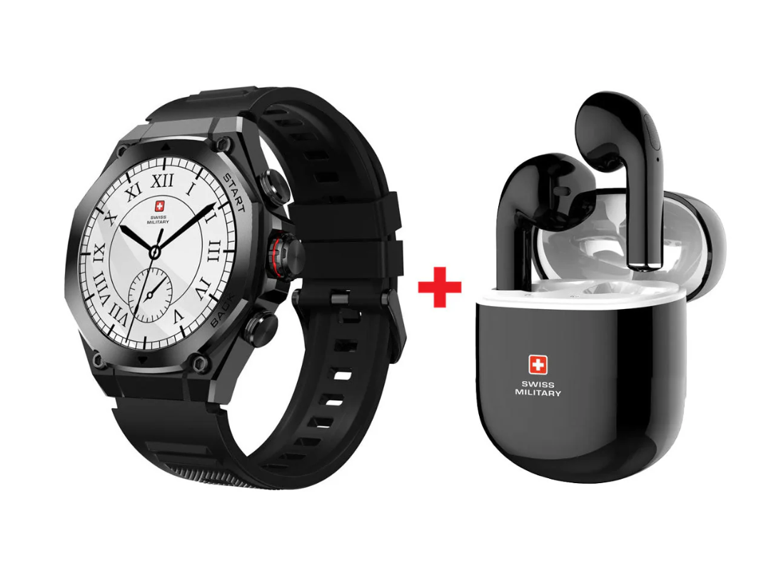 Swiss Military DOM 6 Smartwatch + Victor 5 Earbuds – Qatar Swiss Military DOM 6 Smartwatch + Victor 5 Earbuds – Qatar